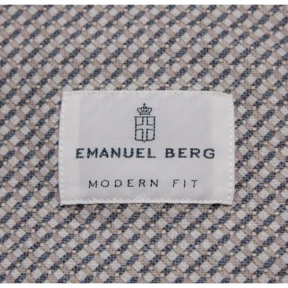 Emanuel Berg NWT Byron Casual Button Down Shirt Size 43 17 L/XL Modern in Gray